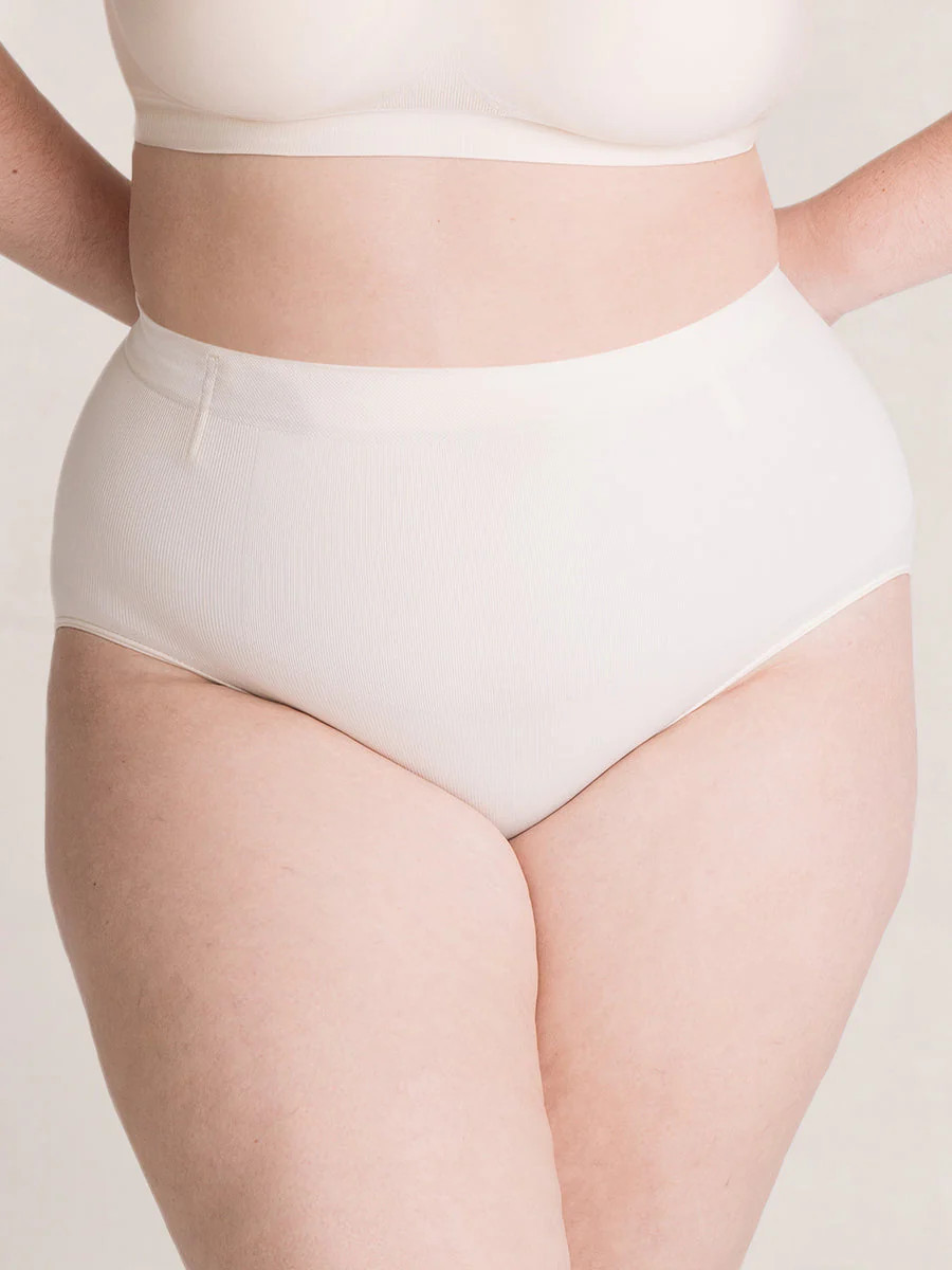 Shapermint Essentials All Day Every Day Mid-Waisted Shaper Panty Shapewear Chai M / L | Shapermint