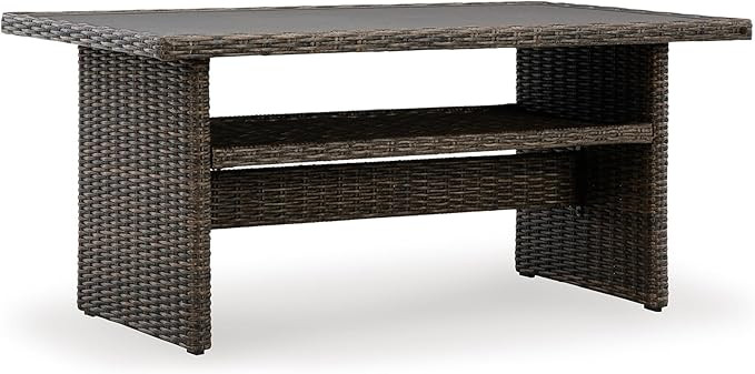 Signature Design by Ashley Brook Ranch Casual Outdoor Multi-use Table with 1 Fixed Shelf, Dark Br... | Amazon (US)