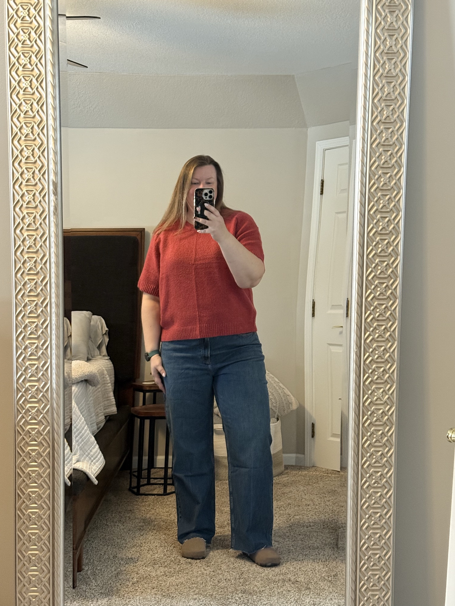 I love a good sweater tee as someone who runs a bit hot and some days I don’t want a full sweater.   These jeans are the perfect pair for day to day with a raw hem. Wearing a size 34. I sized up to a XXL in the sweater  

#LTKOver40 #LTKSaleAlert #LTKMidsize