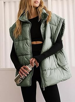 Dokotoo Women's Casual Winter Oversized Puffer Vest Stand Collar Flysleeve Insulated Padded Puffy... | Amazon (US)