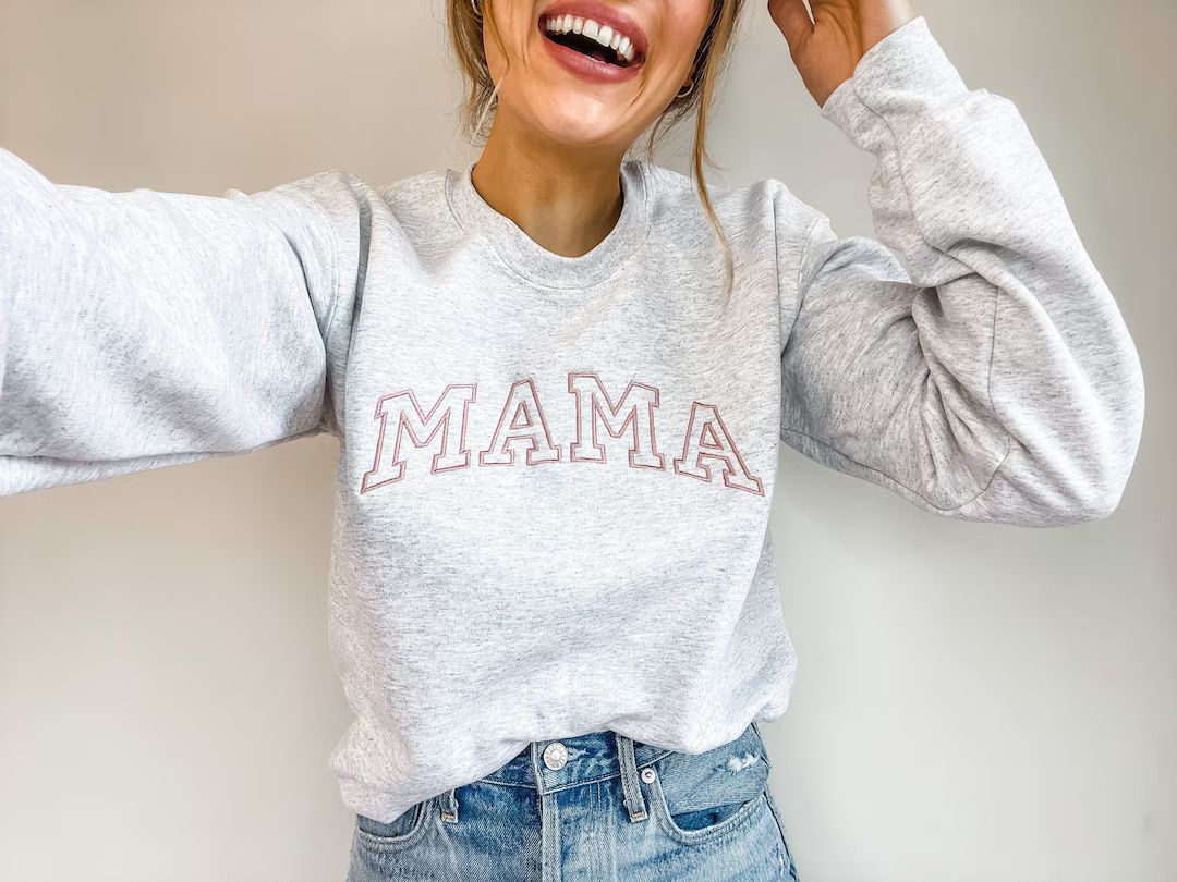 Embroidered Mama Crewneck Sweatshirt | Mothers Day Gift Mama Crewneck Sweatshirt | New Mom Gift |... | Etsy (US)