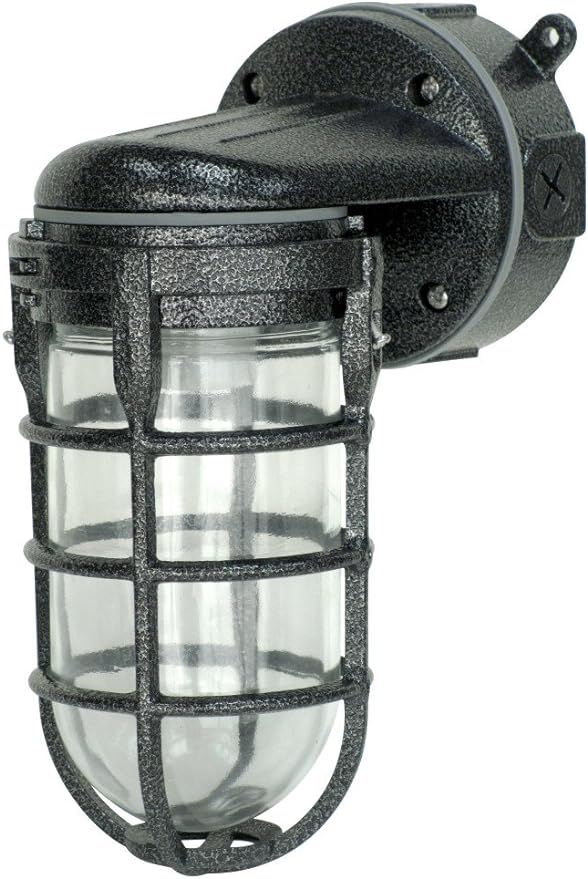 Woods L1707SVBLK Wall Mount Light in Hammered Black Finish Sturdy Die Cast Aluminum Cage, 100 Wat... | Amazon (US)