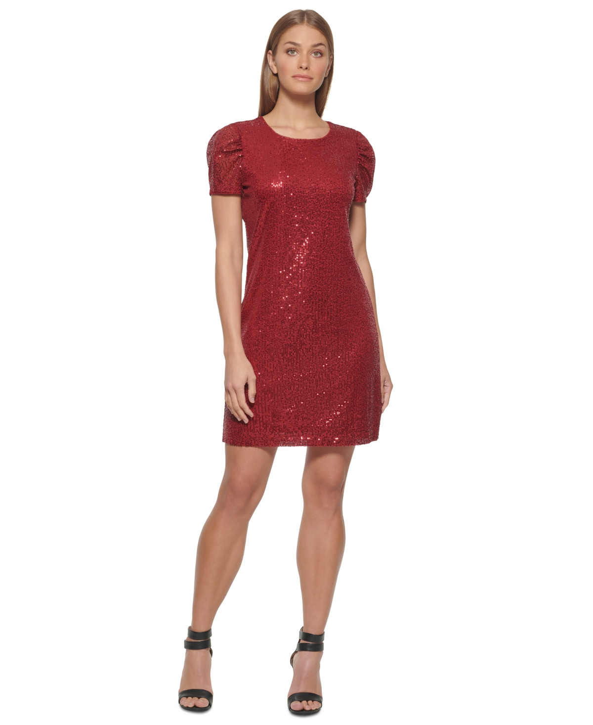 Dkny Ruched Short-Sleeve Sequin Dress | Macys (US)