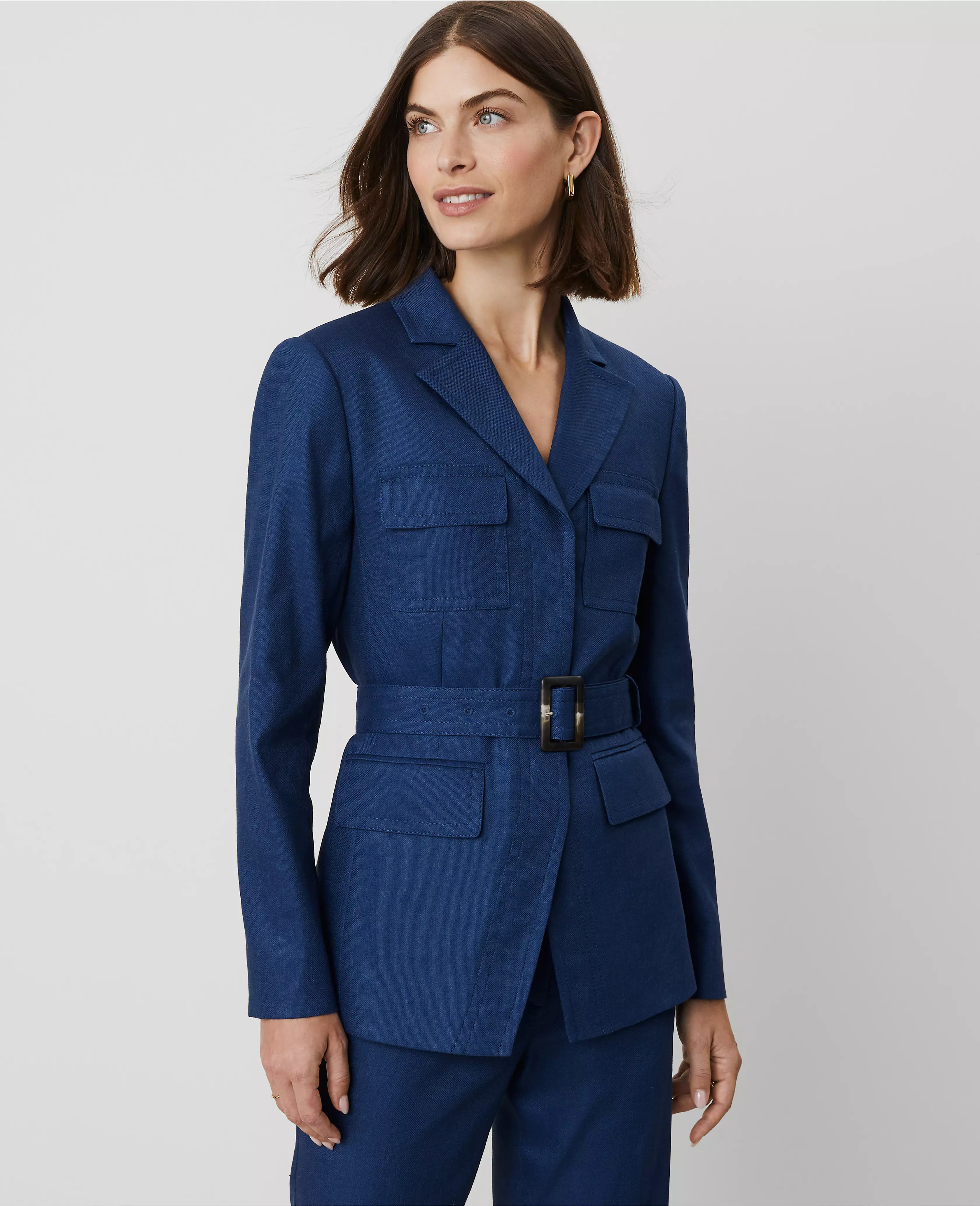 Petite Linen Blend Safari Jacket | Ann Taylor