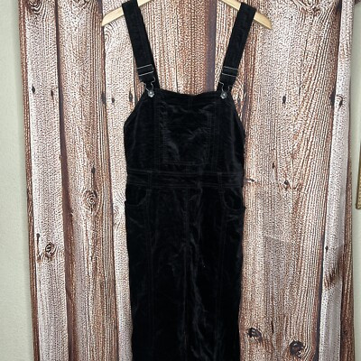 Pilcro and the Letterpress Anthropologie Black Velvet Flared Overalls Sz. 27  | eBay | eBay US
