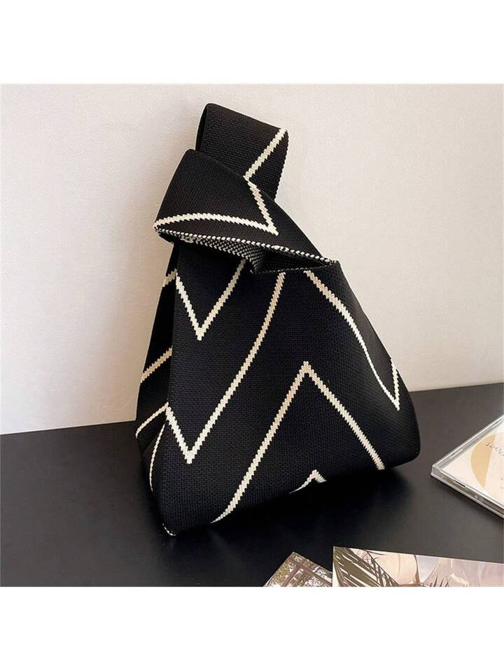 Ladies' Handheld Knitted Tote Bag, Large Capacity Storage Bag With Unique Style, Japanese-style F... | SHEIN