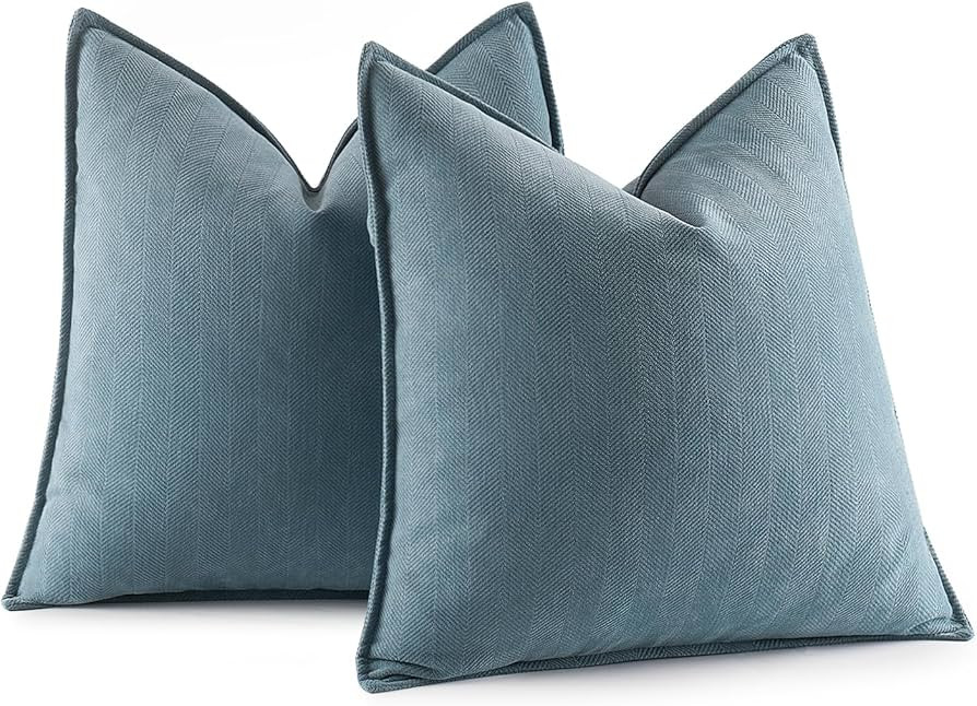 MIULEE Pack of 2 Dusty Blue Decorative Pillow Covers 20x20 Inch Soft Chenille Couch Throw Pillows... | Amazon (US)