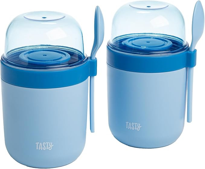 Tasty Travel Snack Cups with Spoons, On-The-Go Snacking, Divided Compartments, Great for Nuts, Ce... | Amazon (US)