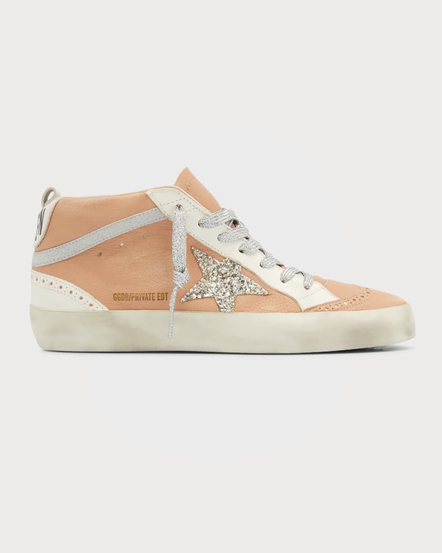 Golden Goose Mid Star Glitter Wing-Tip Sneakers | Neiman Marcus