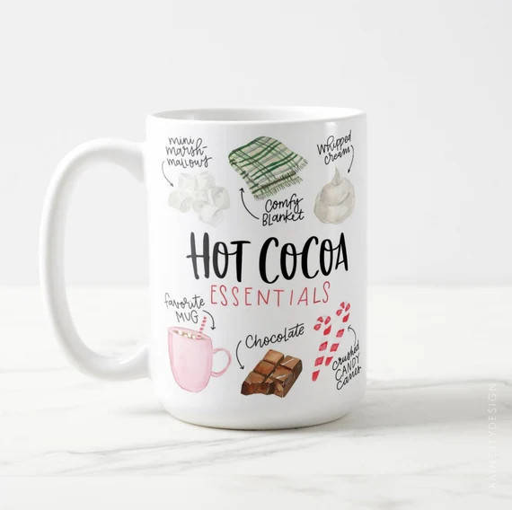 Hot Cocoa Essentials Mug, Hot Cocoa Mug, Bar Cart Mug, Hot Cocoa Bar Mugs, Hot Chocolate Mug, Hot... | Etsy (US)