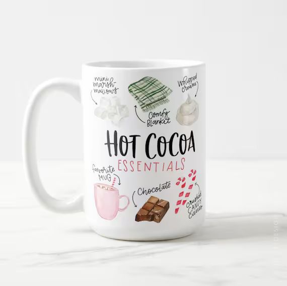 Hot Cocoa Essentials Mug, Hot Cocoa Mug, Bar Cart Mug, Hot Cocoa Bar Mugs, Hot Chocolate Mug, Hot... | Etsy (US)