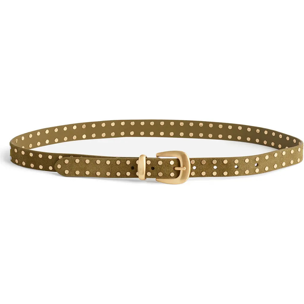 Madewell Flat Studded Western Suede Belt in Aged Olive at Nordstrom Rack, Size Small | Nordstrom Rack