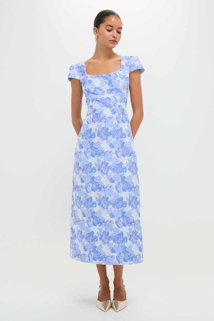 Pale Blue Jacquard Archibald Maxi Dress | Tuckernuck (US)