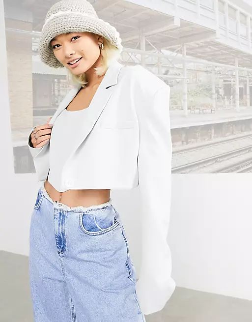 COLLUSION cropped blazer in ice blue co-ord | ASOS (Global)