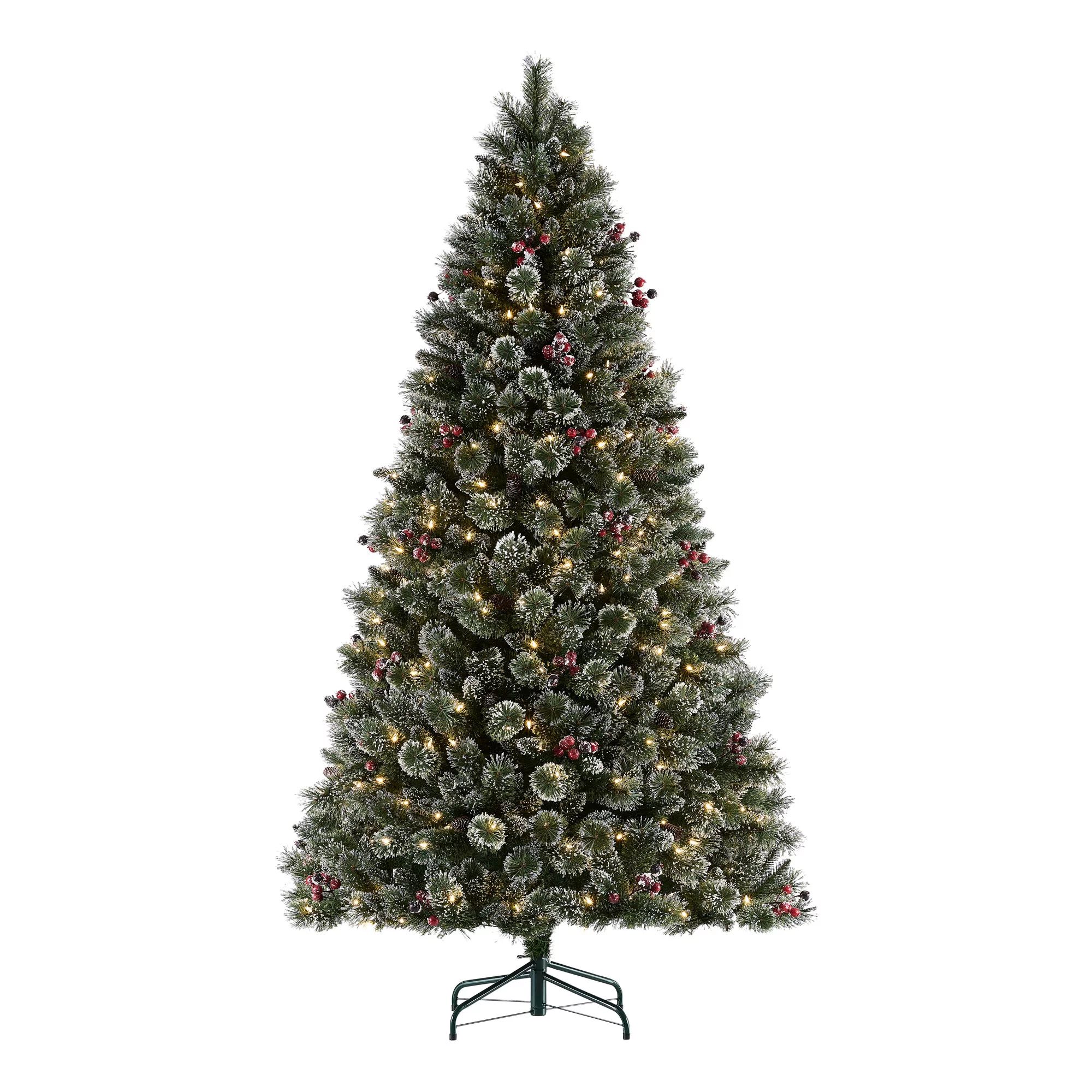 Holiday Time 7.5-Foot Pre-Lit Glittering Frost Pine Tree - Walmart.com | Walmart (US)