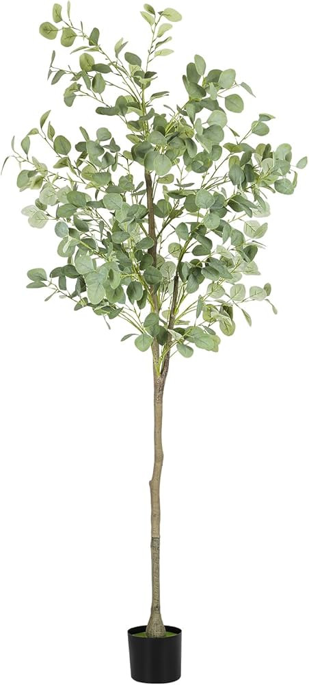 Artificial Eucalyptus Tree,6Ft Tall Fake Potted Tree Silk Faux Eucalyptus Tree with Plastic Nurse... | Amazon (US)