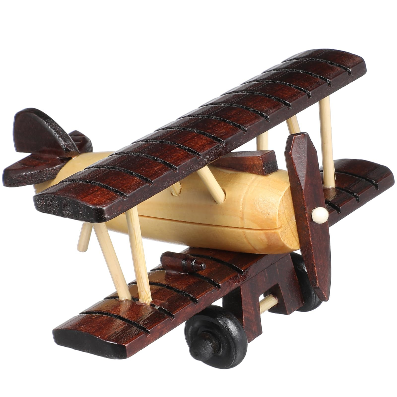 DECHOUS Wooden Vintage Airplane, Small Wooden Airplane Toy, 6x5.5x3 Inch Wood Plane Model Biplane... | Amazon (US)