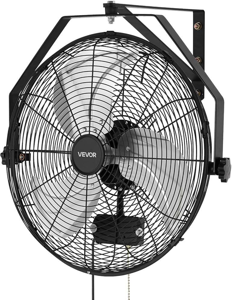 VEVOR Wall Mount Fan, 18 in Wall Mounted Hanging Fan with IP44-rated Protection, 3-Speed, Long Ai... | Amazon (US)