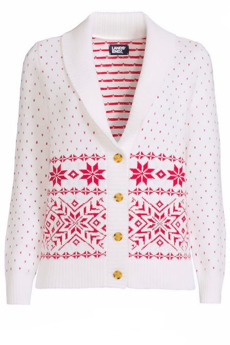 Jacquard sweaters perfect for frosty January days leading to Valentines Day! I love my cozy shawl collar #cardigan #sweater #jumper #jacquard #intarsia #red #valentinesday #january #workstyle 

#LTKsalealert #LTKstyletip #LTKfindsunder100