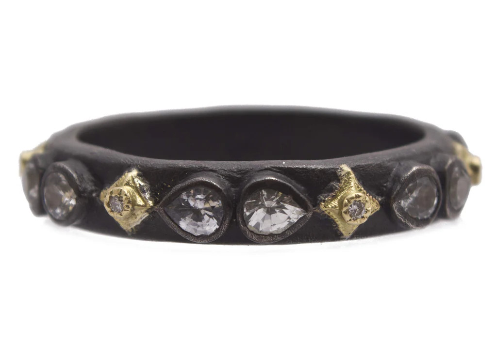 BLACKENED STACK BAND RING | Armenta