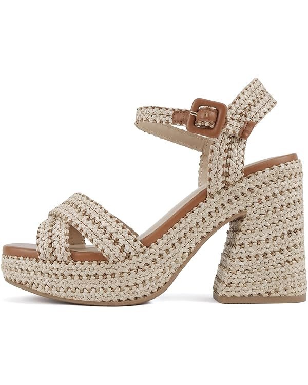 Soda “Yara” ~ Square Open Toe Crisscross Band Ankle Strap High Heel Sandal | Amazon (US)