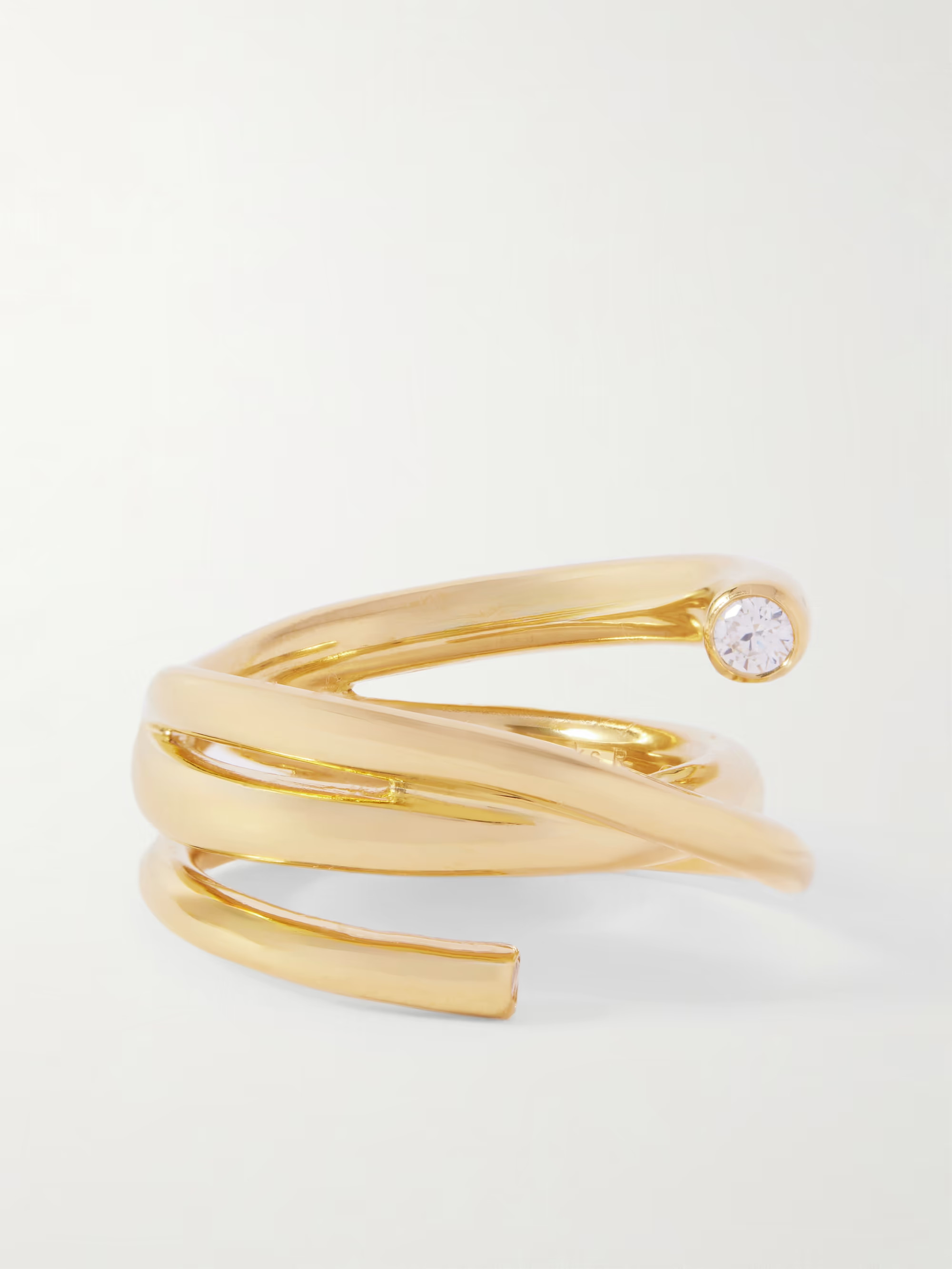 Gold-plated recycled silver cubic zirconia ring | NET-A-PORTER (US)