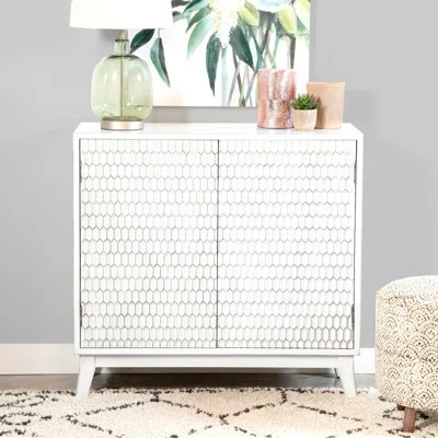 Gambon 2-Door Wood Honeycomb Pattern Accent Cabinet White | Wayfair North America