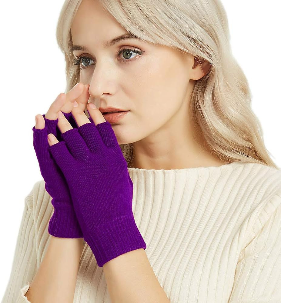 Novawo Wool Blend Fingerless Gloves Warm Arm Warmers Unisex Typing Gloves | Amazon (US)