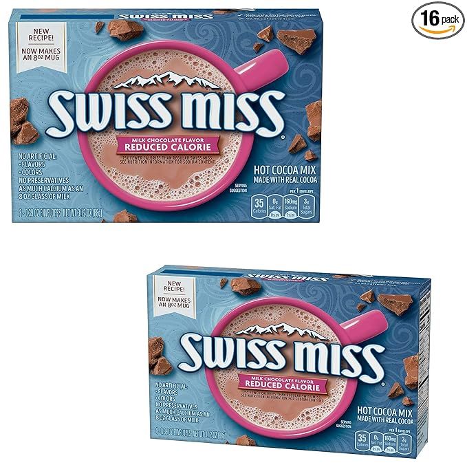 Swiss Miss Milk Chocolate Flavor Reduced Calorie Hot Cocoa Mix (8) 0.39 Ounce Envelopes (2 Packag... | Amazon (US)