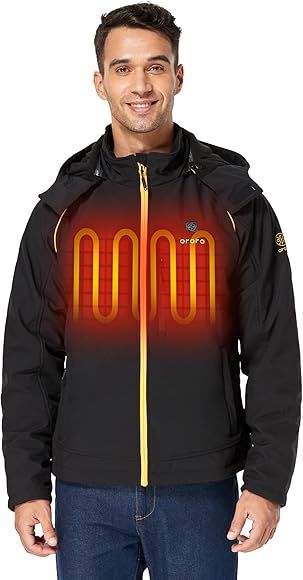 ORORO Men's Soft Shell Heated Jacket with Detachable Hood and Battery Pack | Amazon (US)