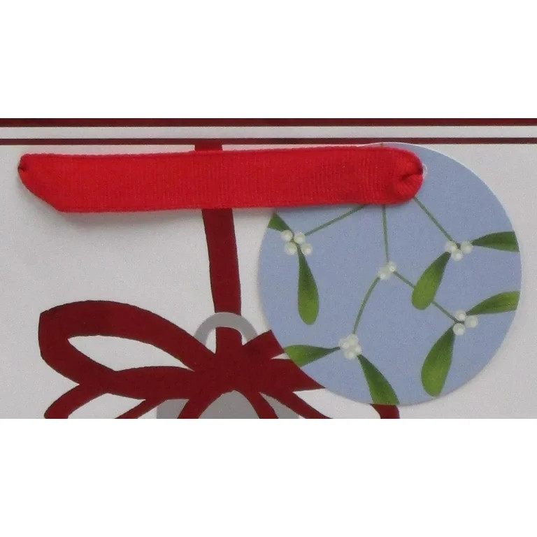 Large Multicolor Mistletoe Ornament Christmas Paper Gift Bag, 12" x 4.5" x 12", by Holiday Time | Walmart (US)