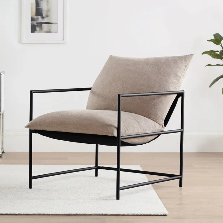 Mainstays Metal Framed Sling Accent Chair, Oatmeal - Walmart.com | Walmart (US)