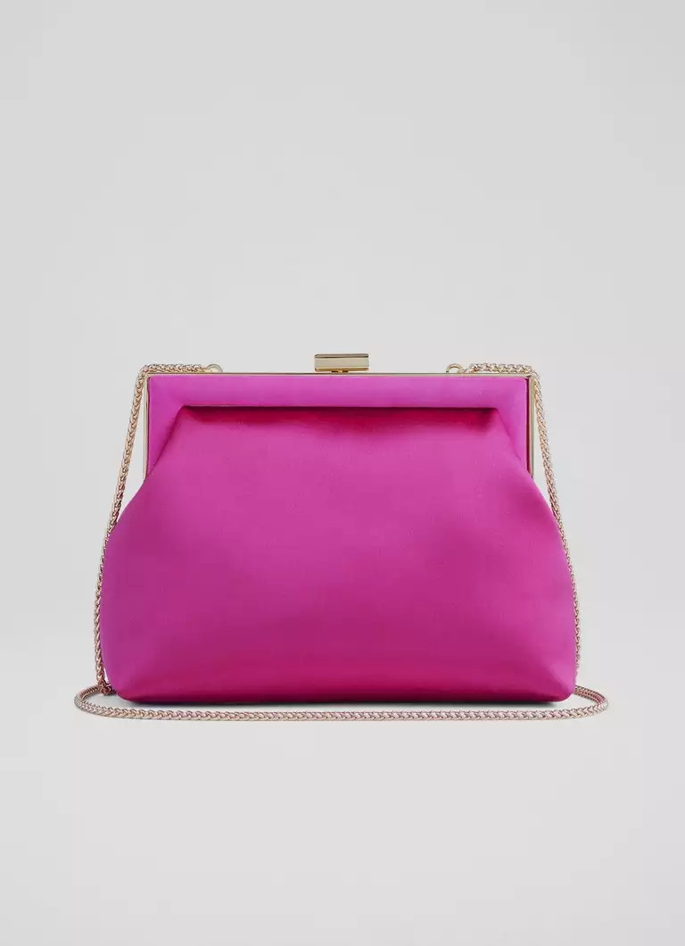 Connie Pink Satin Trapeze Clutch Bag | L.K. Bennett (UK)
