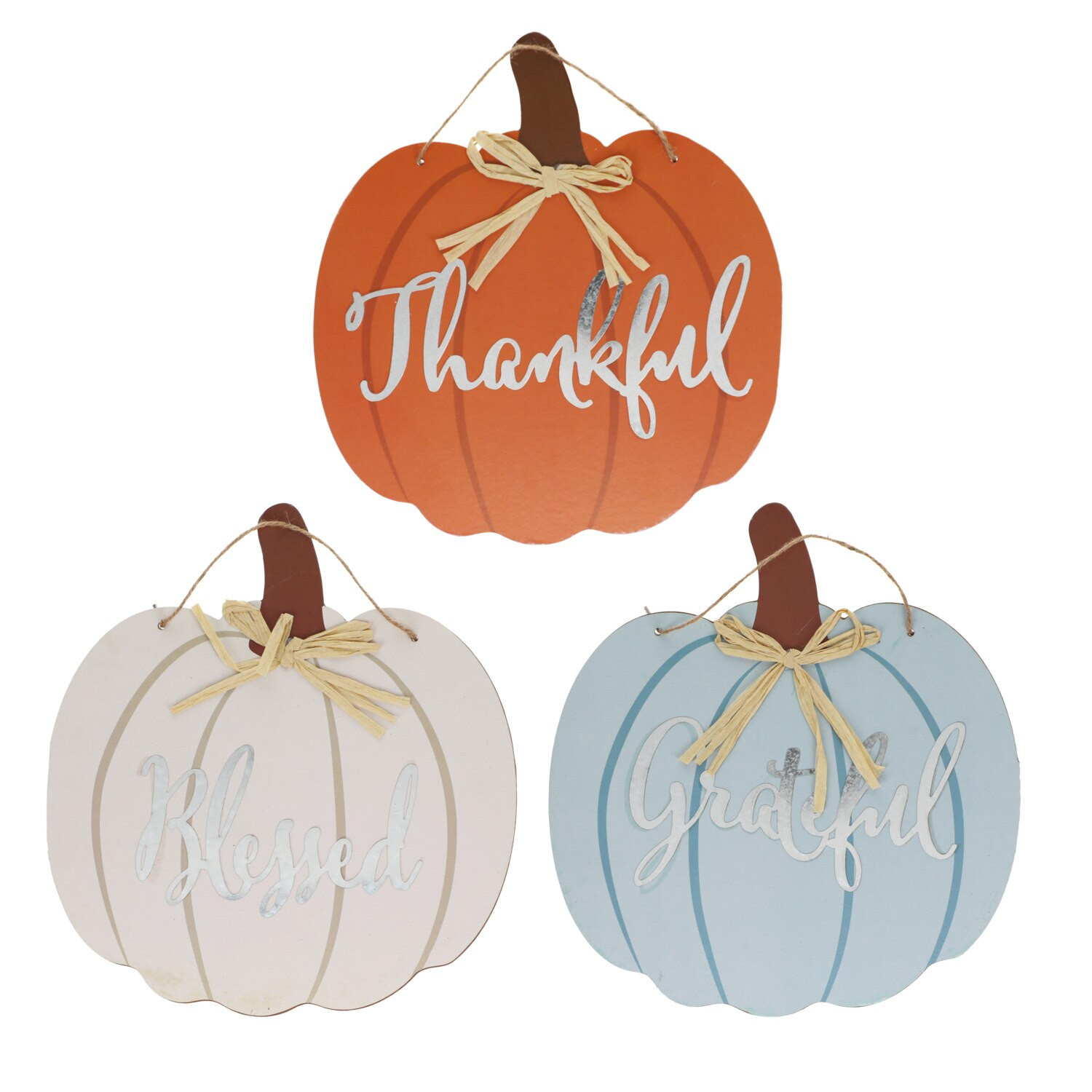 Pumpkin Decor (Set of 3 Wooden Pumpkin Sign with Galvanized Accent), Autumn Decor, Fall Signs for... | Walmart (US)