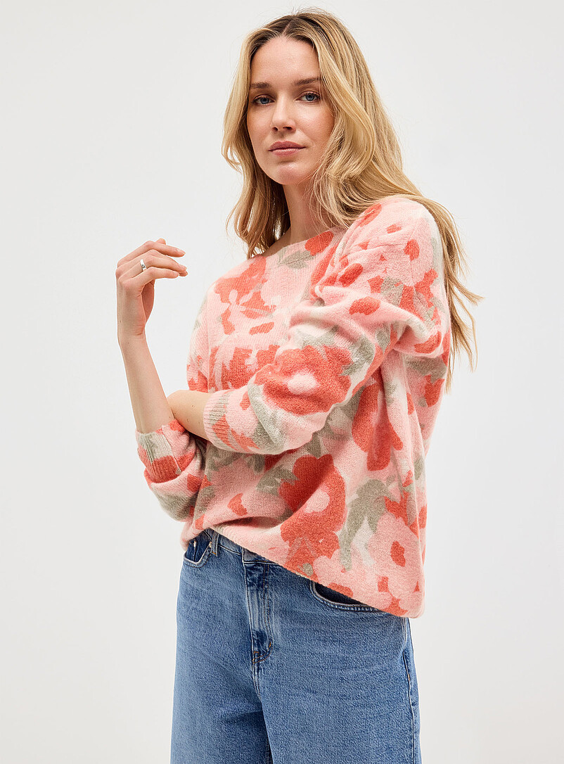 Colourful flower garden fuzzy knit sweater | Simons