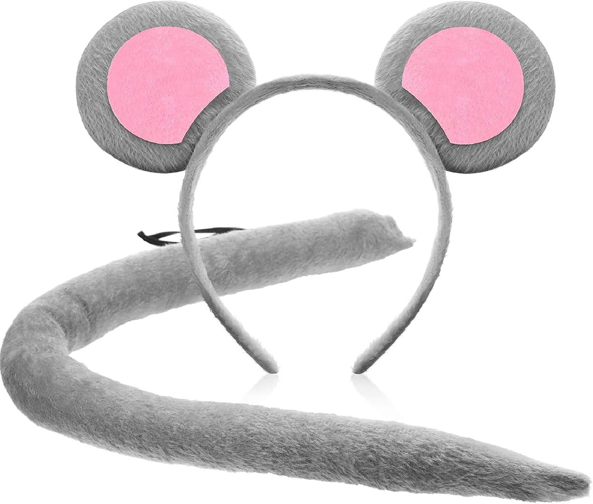 WILLBOND Large Mouse Ears Adult Headband and Tail for Halloween Cosplay Costume Party Decoration | Amazon (US)