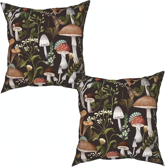 Cafl Mushrooms Pillow Covers Berries Bugs Throw Pillow Covers Decorative Pillow Cases 18 * 18 in ... | Amazon (US)