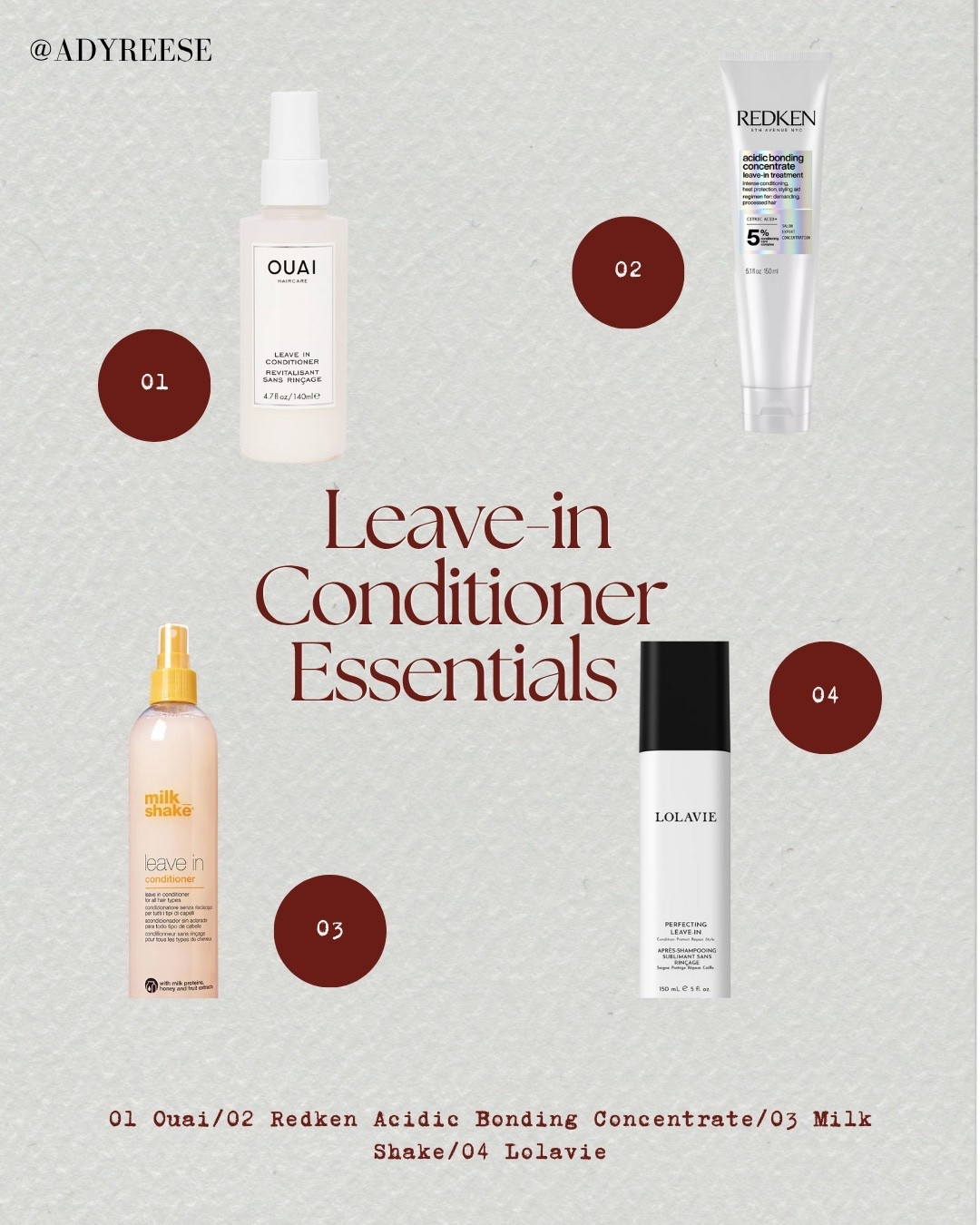 
My current leave-in lineup 🤍
Hydration, shine, and zero heaviness — everything I want in a good hair day.

#LTKGiftGuide #LTKselfcare