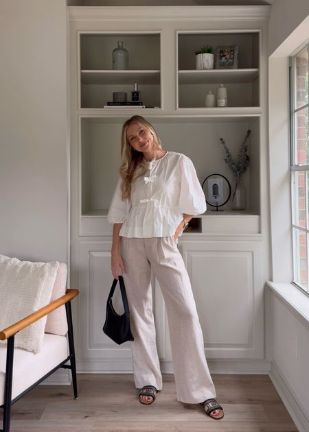 Elevated spring outfit — wearing a S in tank and blouse and 26 long in linen trousers, sandals tts.

#LTKSeasonal #LTKstyletip #LTKworkwear