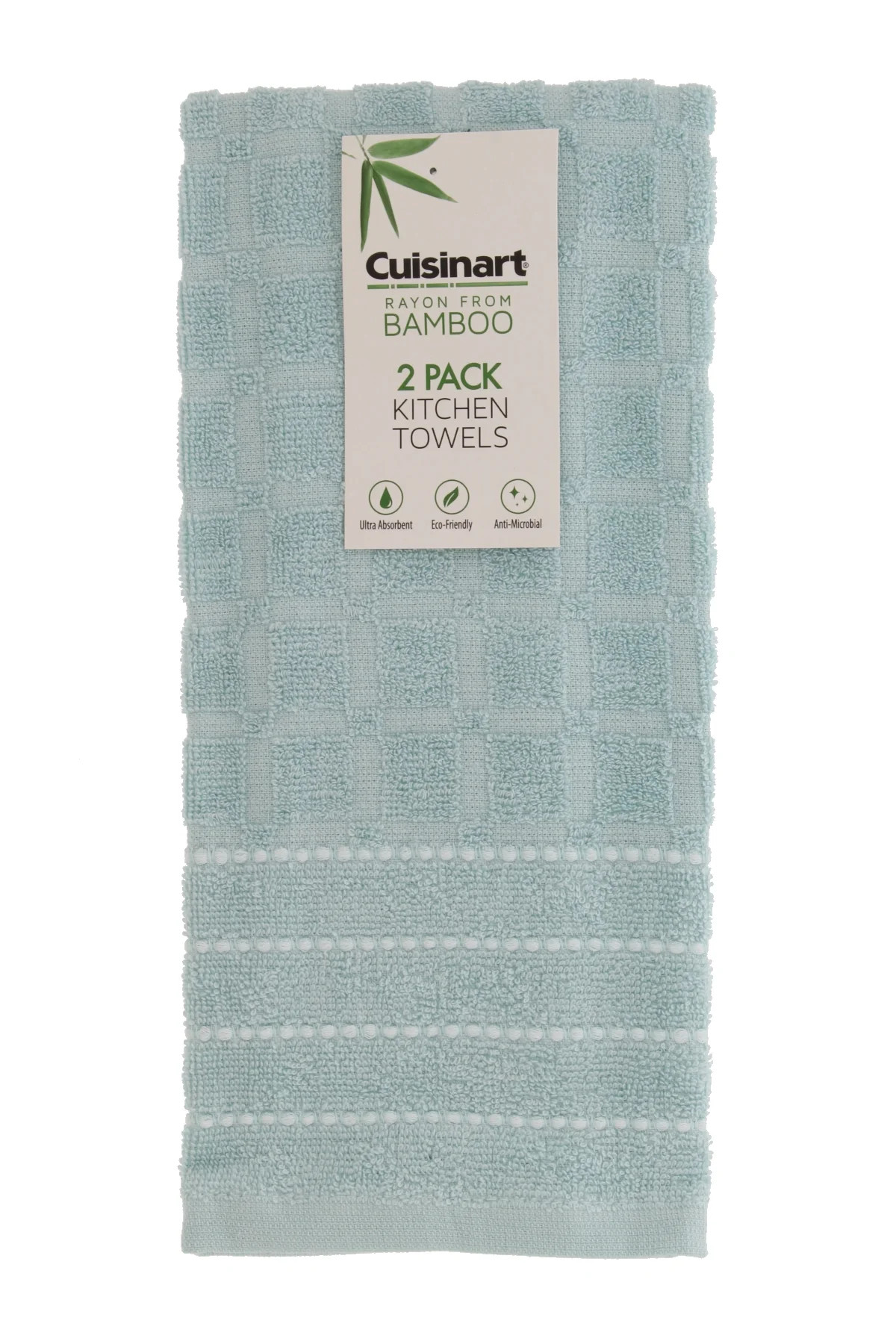 Cuisinart Dobby Stripe Bamboo Kitchen Towels, 2pk, 16"x28" Aqua | Walmart (US)