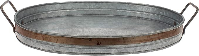 Stonebriar Galvanized Metal Serving Tray with Rust Trim and Metal Handles, Unique Butler Tray, De... | Amazon (US)