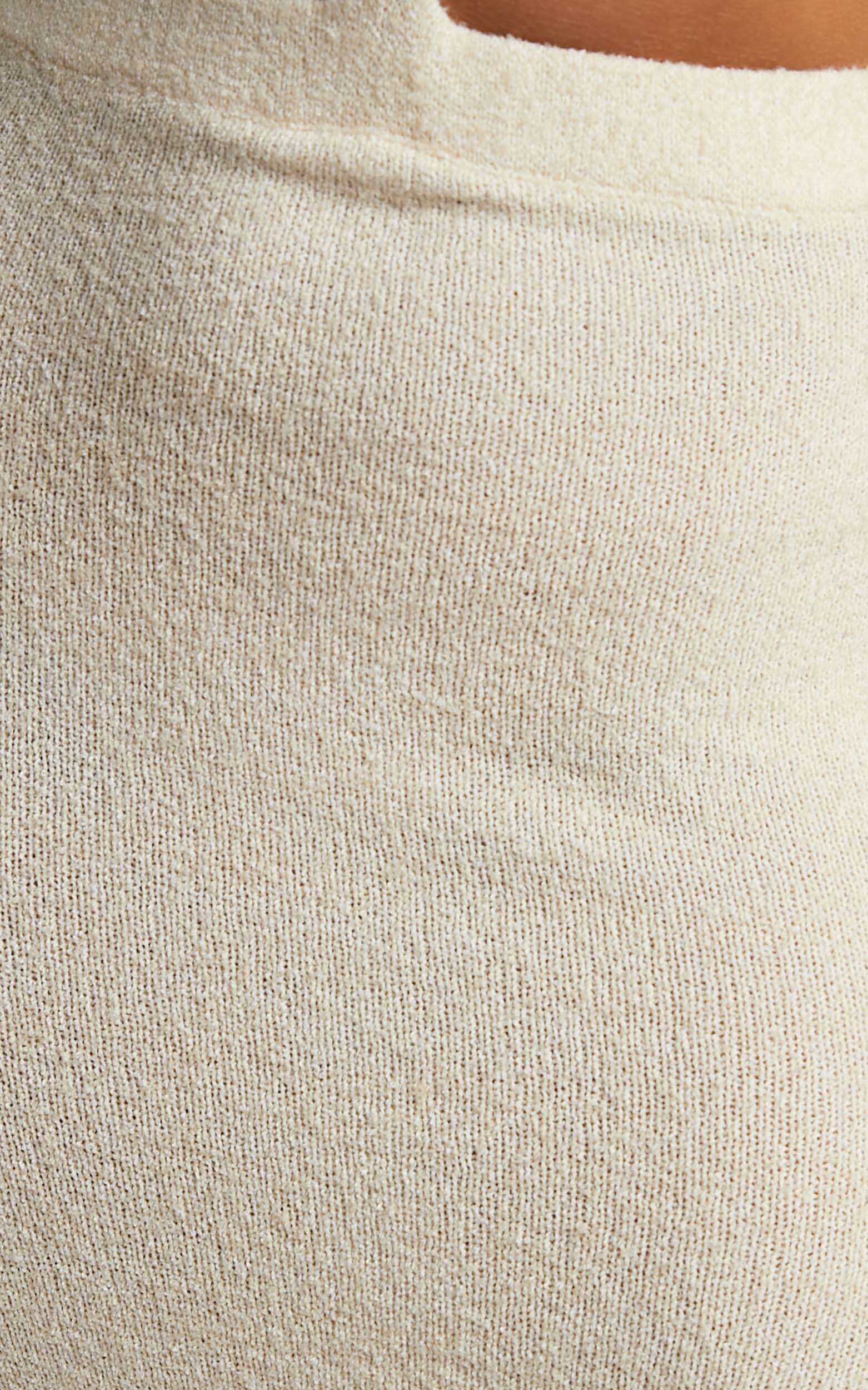 Ashtyn Maxi Dress - Long Sleeve Side Cut Out Knit Dress in Natural | Showpo (US, UK & Europe)