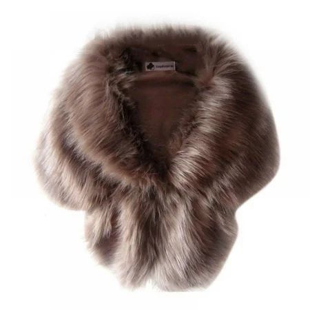 Women s Wedding Faux Fur Wraps and Shawls Bridal Fur Stoles Scarf with Rhinestones Brooch for Bride  | Walmart (US)