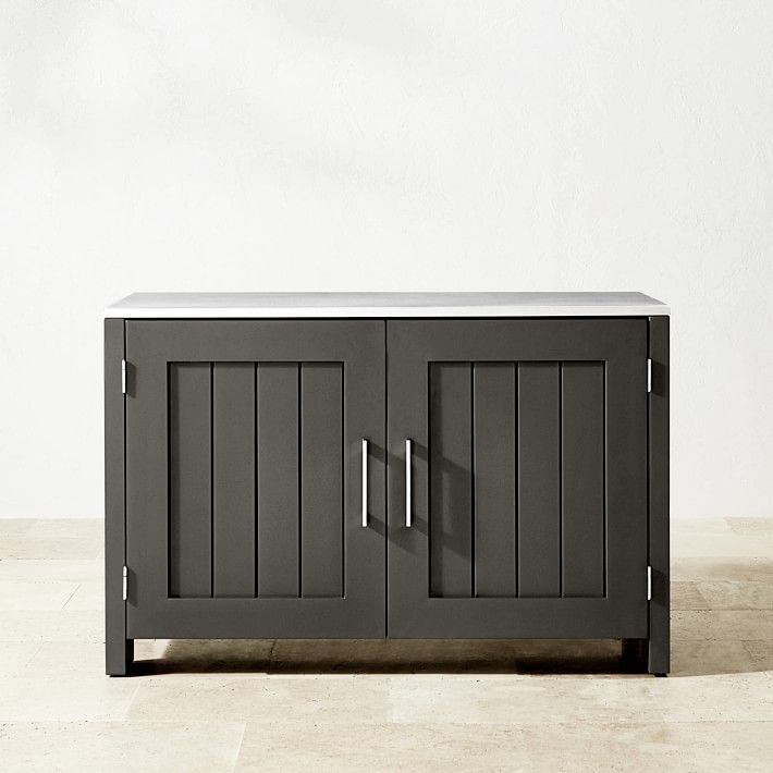Larnaca Outdoor Slate Grey Metal 2-Door Cabinet | Williams-Sonoma