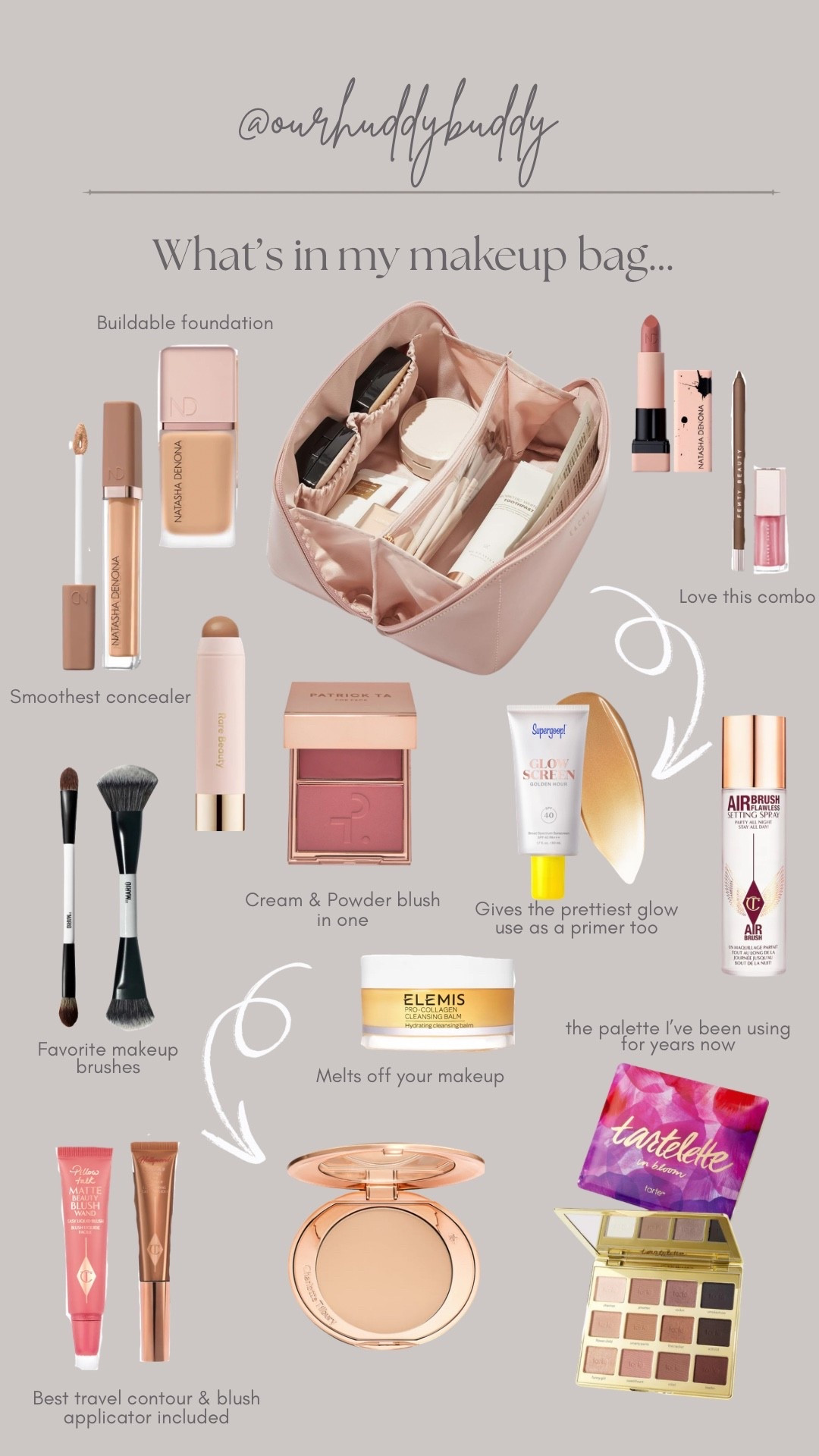 What’s in my makeup bag right now…
#makeupfavorites #makeup
#natashadenona #supergoop #tarte #rarebeauty #elemis #sephora #charlottetilbury

#LTKselfcare #LTKBeauty #LTKmomlife