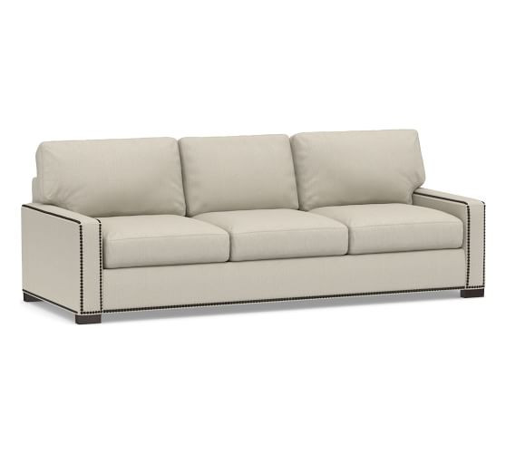 Turner Square Arm Upholstered Sofa with Nailheads | Pottery Barn (US)