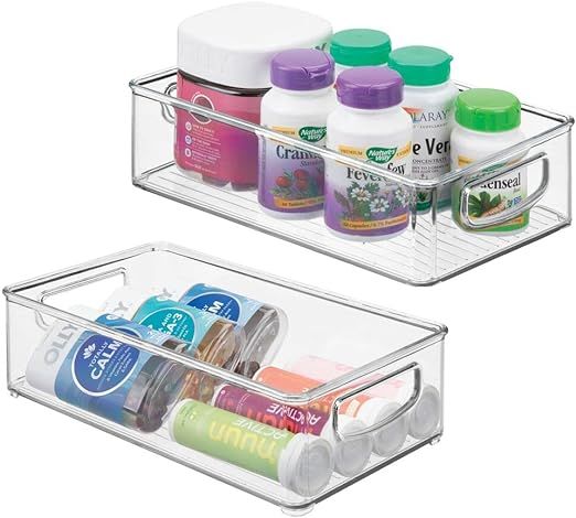 mDesign Small Plastic Bathroom Storage Container Bins with Handles for Organization in Closet, Ca... | Amazon (US)