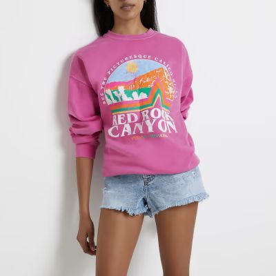 Pink graphic oversized sweatshirt | River Island (UK & IE)