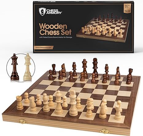 Chess Armory Chess Set 15" x 15" Wooden Chess Game Travel Chess Set - Folding Chess Board Set, St... | Amazon (US)