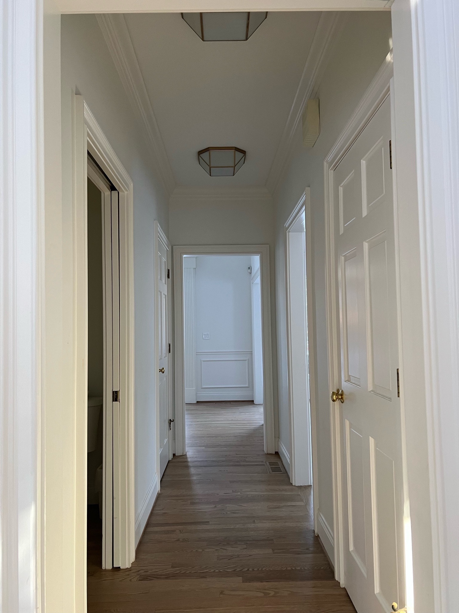 Hallway lighting, white dove, Benjamin moore, light oak floors, Morrison, morris dupe

#LTKhome #LTKstyletip #LTKfamily